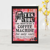 Kaffeemaschine - Funny Vintage Ad Karte (Gelbe Blume)
