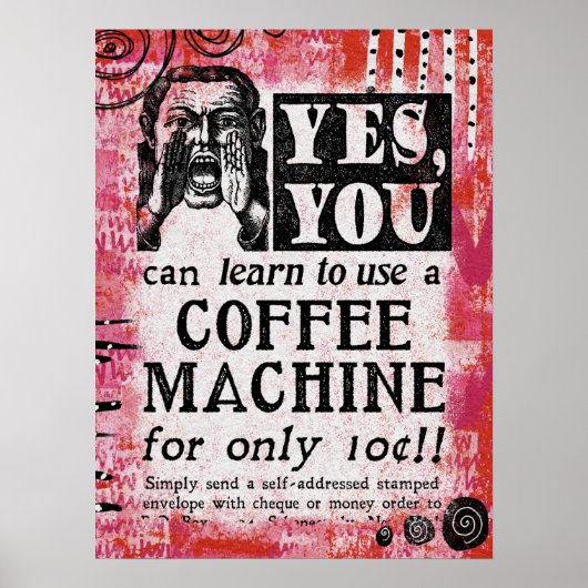 Kaffeemaschine - Funny Vintage Ad Poster (Vorne)