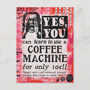 Kaffeemaschine - Funny Vintage Ad Postkarte