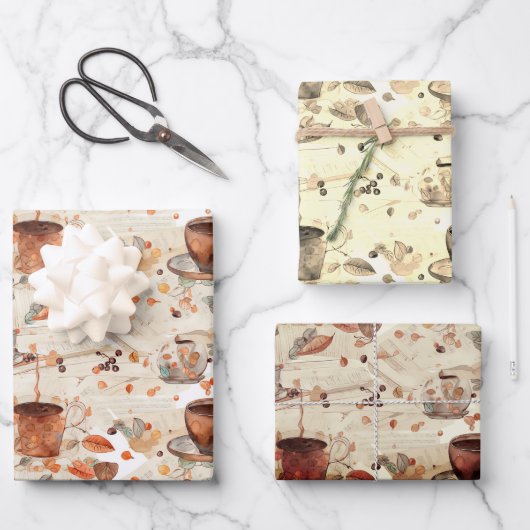 Kaffeemaschine Geschenkpapier Set (Vorderseite)