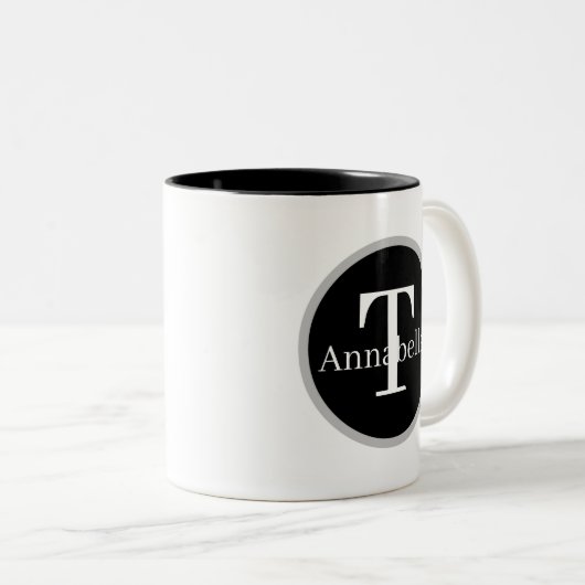 Kaffeemaschine Gummischuhe Wortart Monogramm Zweifarbige Tasse (VorderseiteRechts)