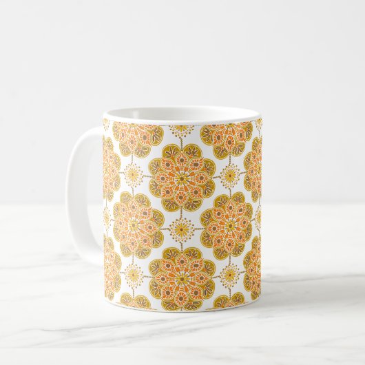 Kaffeemaschine mit ockerfarbenem Design Tasse (Vorderseite Links)