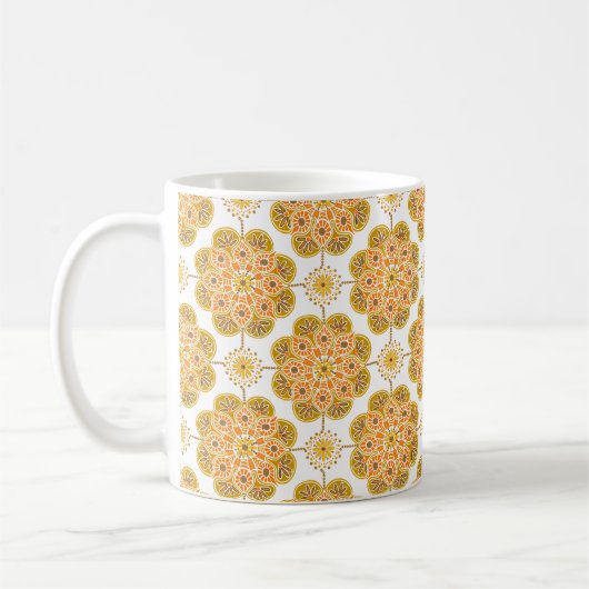 Kaffeemaschine mit ockerfarbenem Design Tasse (Links)
