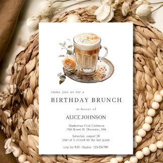 Kaffeemaschine mit spätem Aquarell Geburtstag Einladung
