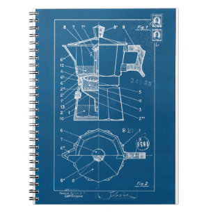 Kaffeemaschine Moka Bialetti Blueprint Plan Notizblock