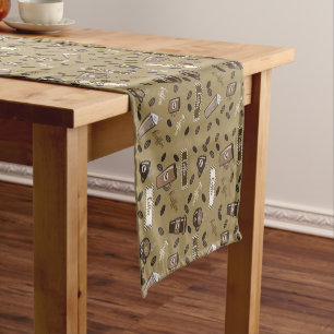 Kaffeemaschine Muster Light Brown Table Runner Kurzer Tischläufer