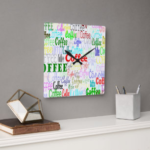 Kaffeemaschine Quadratische Wanduhr