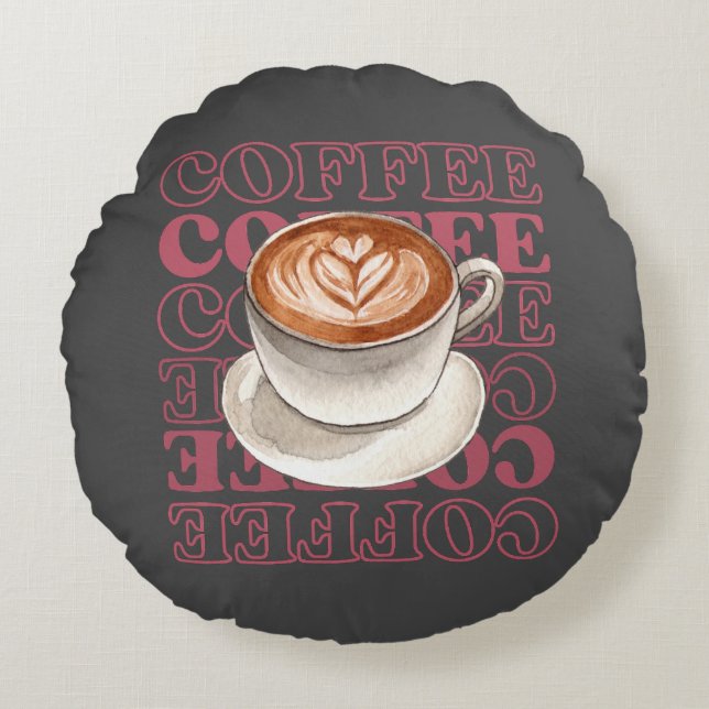 Kaffeemaschine Rundes Kissen (Vorderseite)