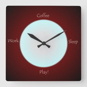 Kaffeemaschine Schlafen Play Text >Küchenuhr Quadratische Wanduhr