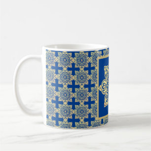 Kaffeemaschine Tasse mit blauen und goldenen Medai