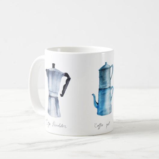 Kaffeemaschine, Topf und Perkolator Kaffeetasse (Vorderseite Links)