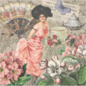 Kaffeemaschine Viktorianische Frau Rosa Klasse Aufkleber (Vorderseite)