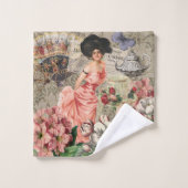 Kaffeemaschine Viktorianische Frau Rosa Klasse Badhandtuch Set (Waschlappen)