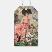 Kaffeemaschine Viktorianische Frau Rosa Klasse Geschenkanhänger (Rückseite)