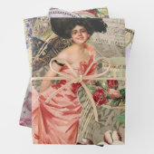 Kaffeemaschine Viktorianische Frau Rosa Klasse Geschenkpapier Set (Beispiel)