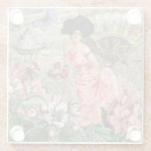 Kaffeemaschine Viktorianische Frau Rosa Klasse Glasuntersetzer (Rückseite)