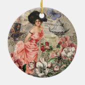 Kaffeemaschine Viktorianische Frau Rosa Klasse Keramik Ornament (Hinten)