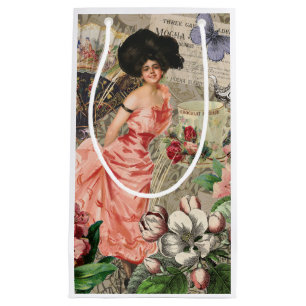 Kaffeemaschine Viktorianische Frau Rosa Klasse Kleine Geschenktüte