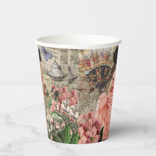 Kaffeemaschine Viktorianische Frau Rosa Klasse Pappbecher (Rechts)