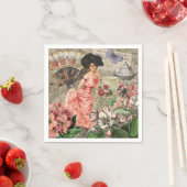 Kaffeemaschine Viktorianische Frau Rosa Klasse Serviette (Beispiel)