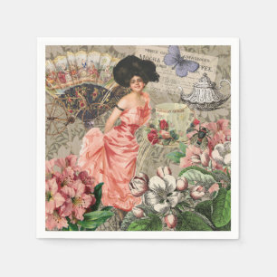 Kaffeemaschine Viktorianische Frau Rosa Klasse Serviette