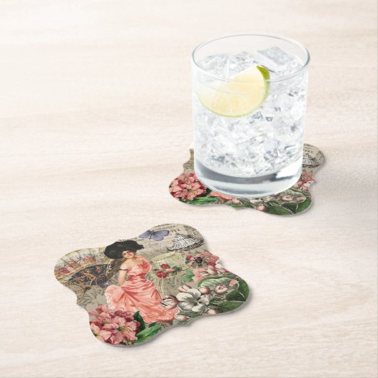 Kaffeemaschine Viktorianische Frau Rosa Klasse Untersetzer (Vor Ort)