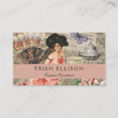 Kaffeemaschine Viktorianische Frau Rosa Klasse Visitenkarte (Vorderseite)