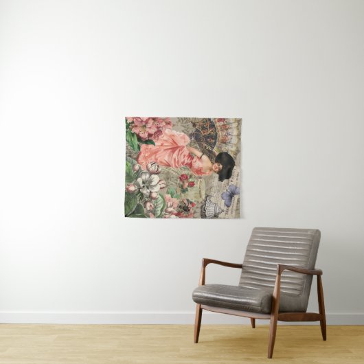 Kaffeemaschine Viktorianische Frau Rosa Klasse Wandteppich (Beispiel (Horizontal))