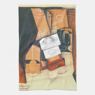 Kaffeemaschine von Juan Gris, Vintage kubistische  Geschirrtuch