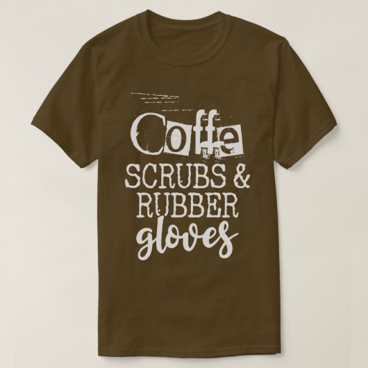 Kaffeemaschinen und Gummihandschuhe T-Shirt (Design vorne)