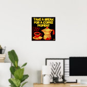 KAFFEEMOMENT / Roter Gelber Kaffee-Cup und Coffeep Poster (Heimbüro)