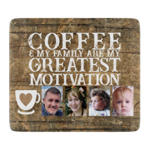 Kaffeemotivation 4 Foto braun weiß Glas Schneidebrett