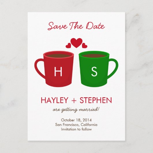 Kaffeemugs Save the Date Karte (Vorderseite)