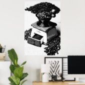 Kaffeemühle Schwarz Weiß Küchenbild Poster (Heimbüro)