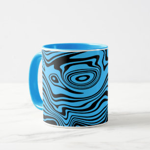 Kaffeemühlen aus schwarzem und blauem Wavy-Streife Tasse