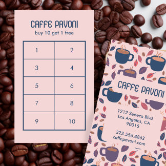 Kaffeemühlen Muster Pink Blue Cafe Niedlich 10 Treuekarte
