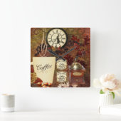 Kaffeemuhr Quadratische Wanduhr (Zuhause)
