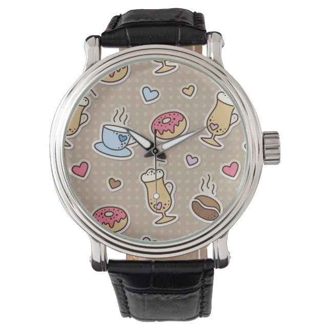 Kaffeemuster Armbanduhr (Vorderseite)