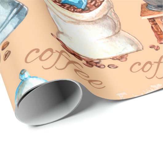 Kaffeemuster Geschenkpapier (Rolleneckpunkt)