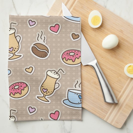 Kaffeemuster Geschirrtuch (Viertel Falte)