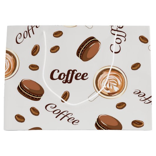 Kaffeemuster Große Geschenktüte (Vorderseite)