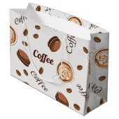 Kaffeemuster Große Geschenktüte (Rückseite Schrägansicht)