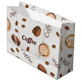 Kaffeemuster Große Geschenktüte (Vorderseite Schrägansicht)