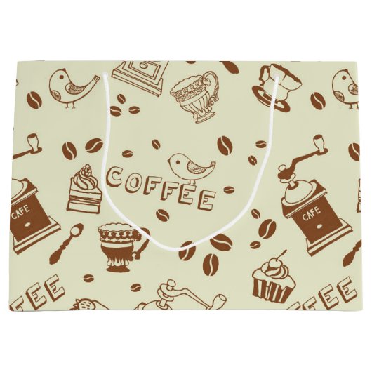Kaffeemuster Große Geschenktüte (Vorderseite)