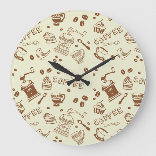 Kaffeemuster Große Wanduhr (Vorderseite)