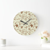 Kaffeemuster Große Wanduhr (Zuhause)