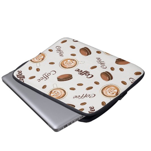 Kaffeemuster Laptopschutzhülle (Vorne Knopf)