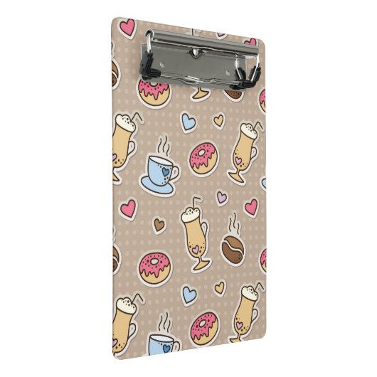 Kaffeemuster Mini Klemmbrett (Schrägansicht)