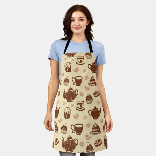 Kaffeemuster Schürze (Getragen)