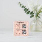 Kaffeemuster Social Media-Sign mit QR-Code Niedlic Quadratische Visitenkarte (Stehend Vorderseite)